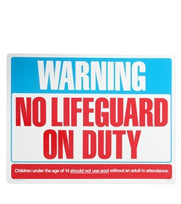 Poolmaster "Warning No Lifeguard" 24" X 18" Sign- Kuwait Local shipping (1-3 Days)